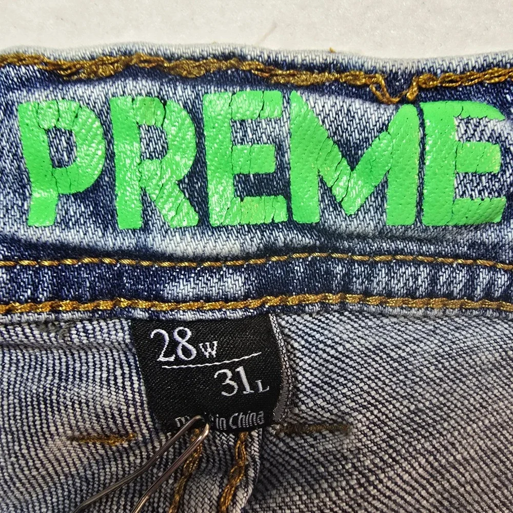 Preme Moto Biker Denim Jeans Mens Sz‎ 28x31 Skinny Distressed Stretch